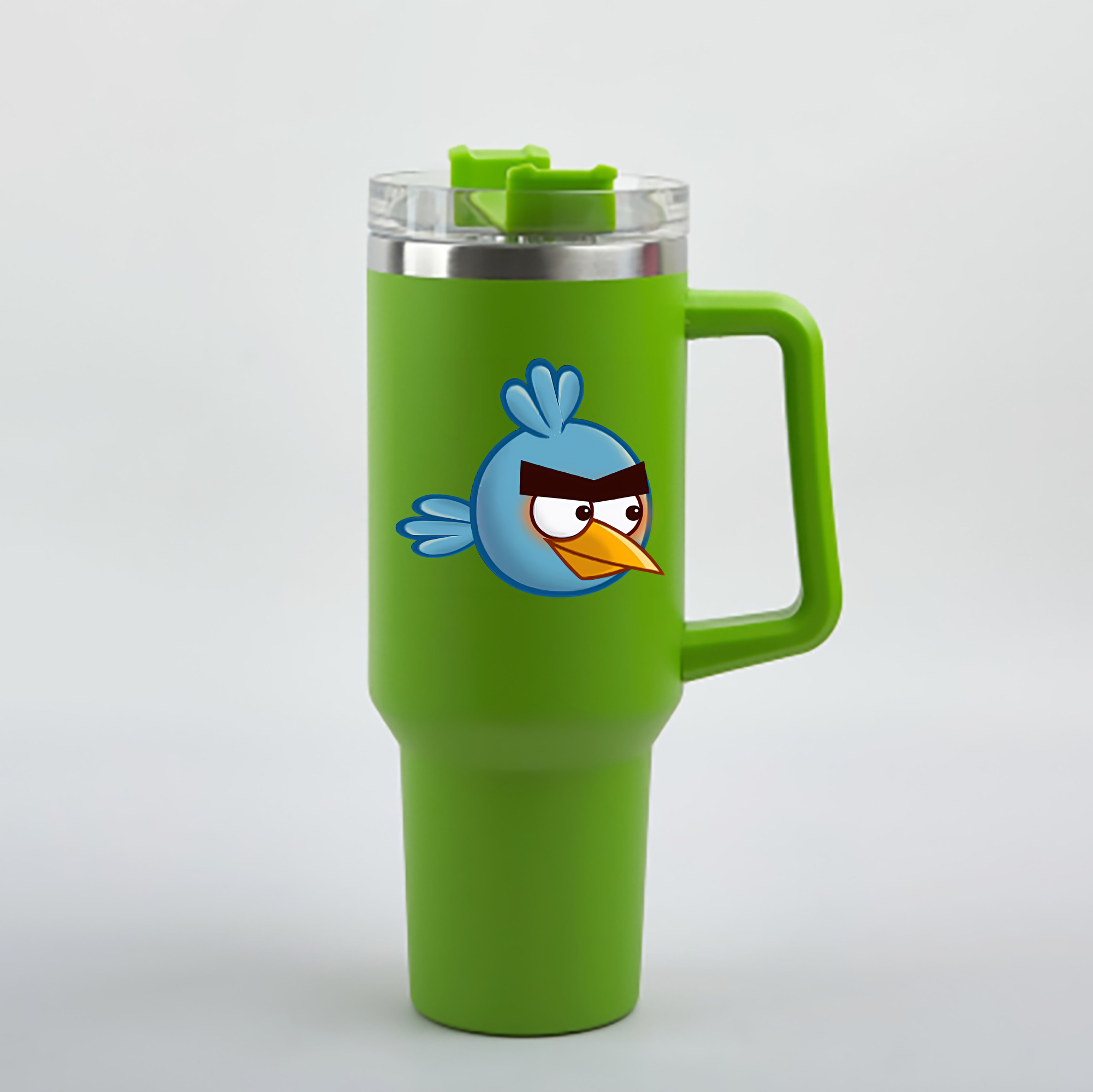 （画像用） Angry Birds アングリーバード 1200mL車用タンブラー - クリスタルステッカー（プラスチックストロー付き）